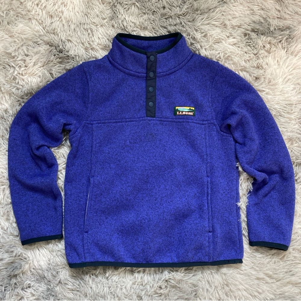 LL Bean Kid's Large 6X-7 Blue Heather Pullover Sweater Fleece